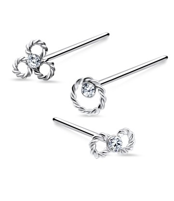 3 Silver Nose Stud Sets NSK-SET-1102